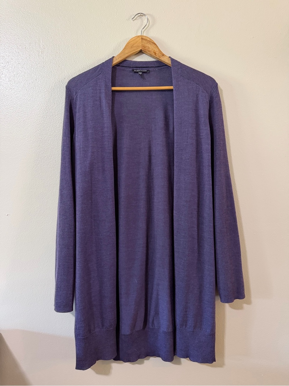 Eileen‎ Fisher | 100% Merino Wool Lightweight Longline Open Cardigan Sweater
